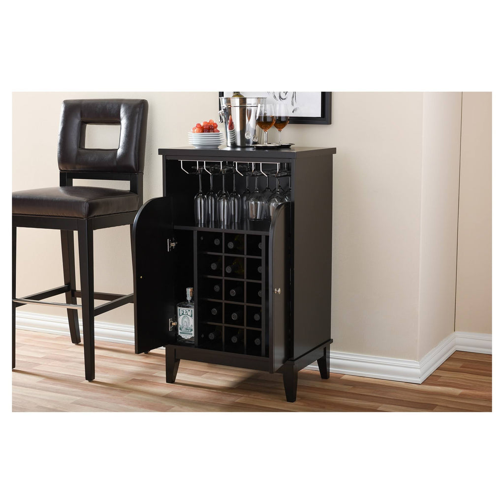 Dark Brown Wood Dry Bar and Wine Cabinet U709