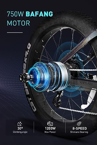 750W Fat Tire Electric Bike 26 Inch 20AH Removable Battery Full Suspension Shimano 8 Speed C446511