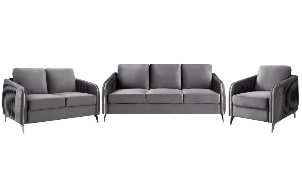 Gray Velvet Living Room Set S2308