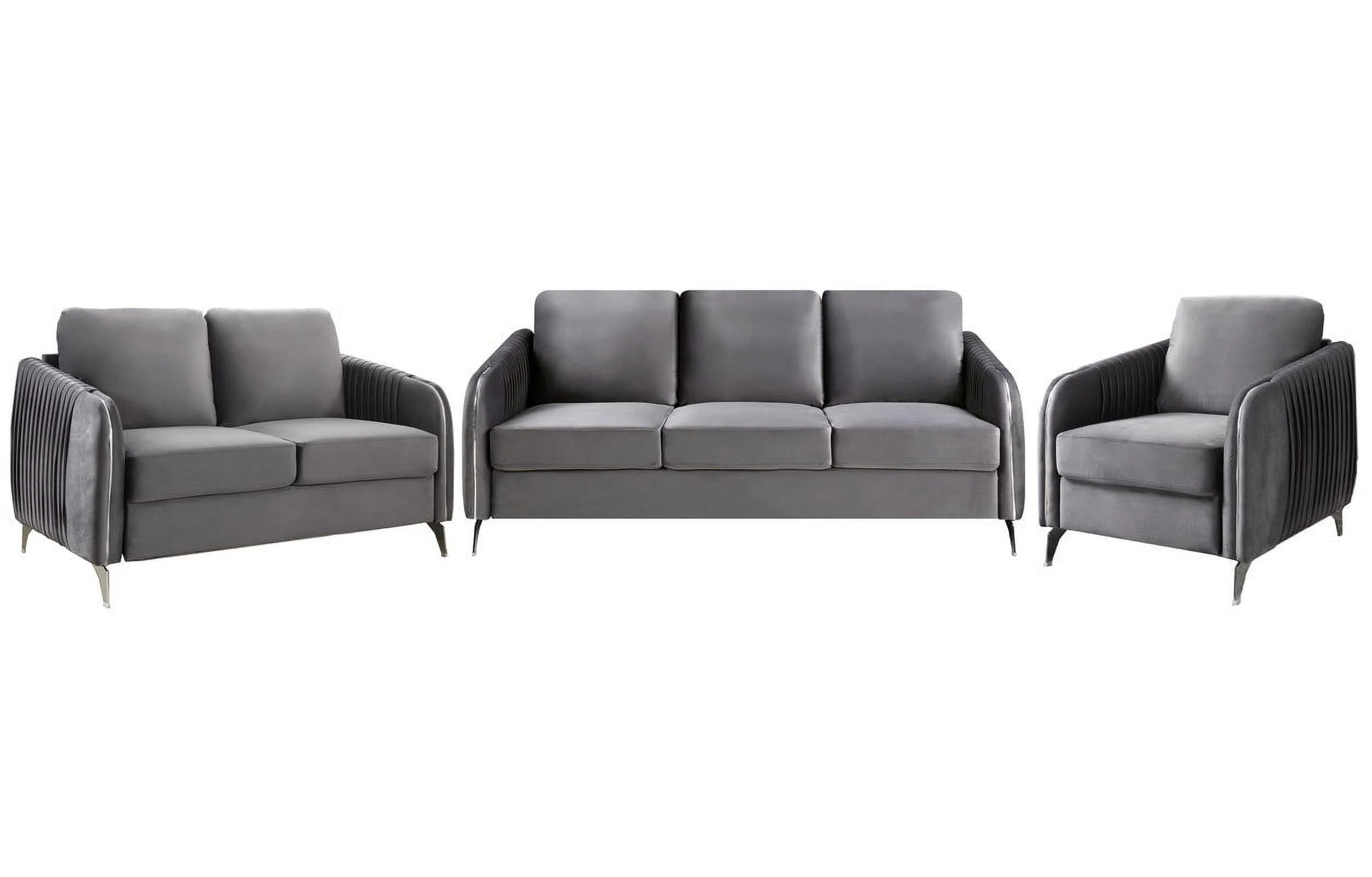 Gray Velvet Living Room Set S2308