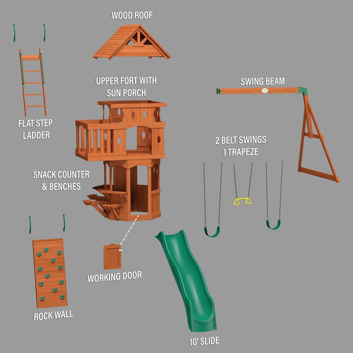 Cedar Wood Playset Swing Set G363306
