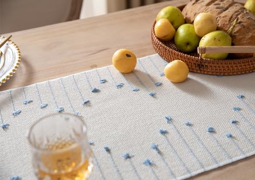 Natural Cotton Woven Table Runner with Tassels, Red and Beige X719890