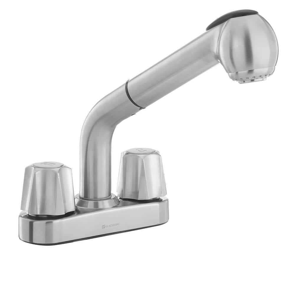2-Handle Centerset Pull-Out Laundry Faucet in Stainless Steel H801