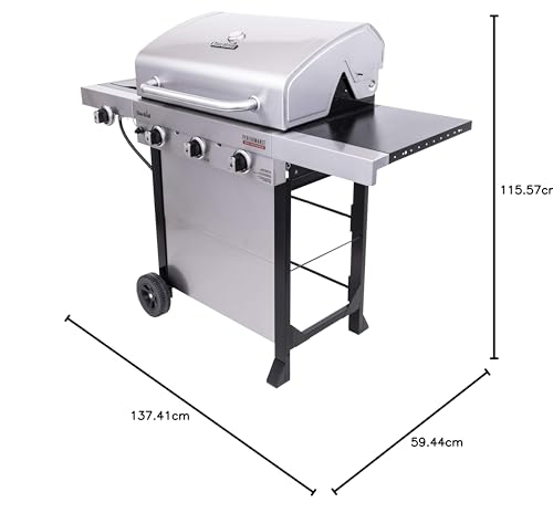 3-Burner Propane Gas Stainless Steel Grill with Side Burner Cart V372631