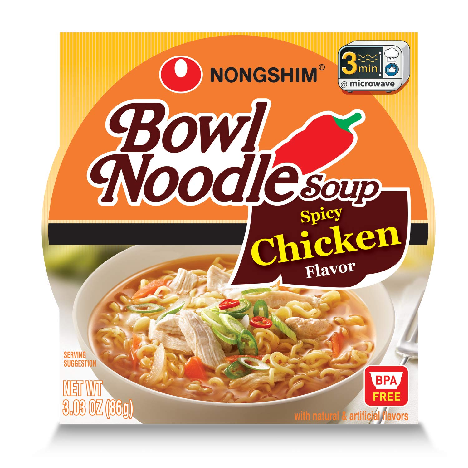 Spicy Chicken Bowl Noodle Soup, 3.03 Ounce O8412