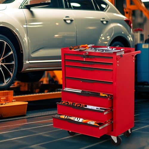 6-Drawer Rolling Metal Tool Chest with Wheels and Keyed Locking V444