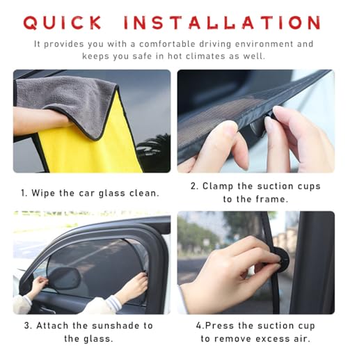 Car Window Shade, 20"×40" Rear Window Shade with Suction Cups A6514