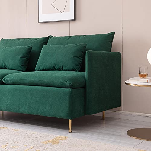 Green Cotton Linen 2-Seat Loveseat Couch G794687