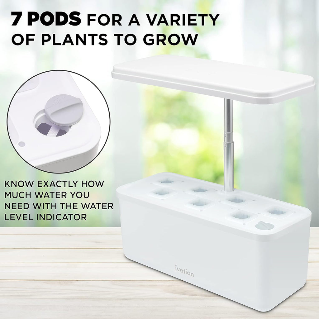 7-Pod Indoor Hydroponics Growing System Kit with LED Grow Light Y5638