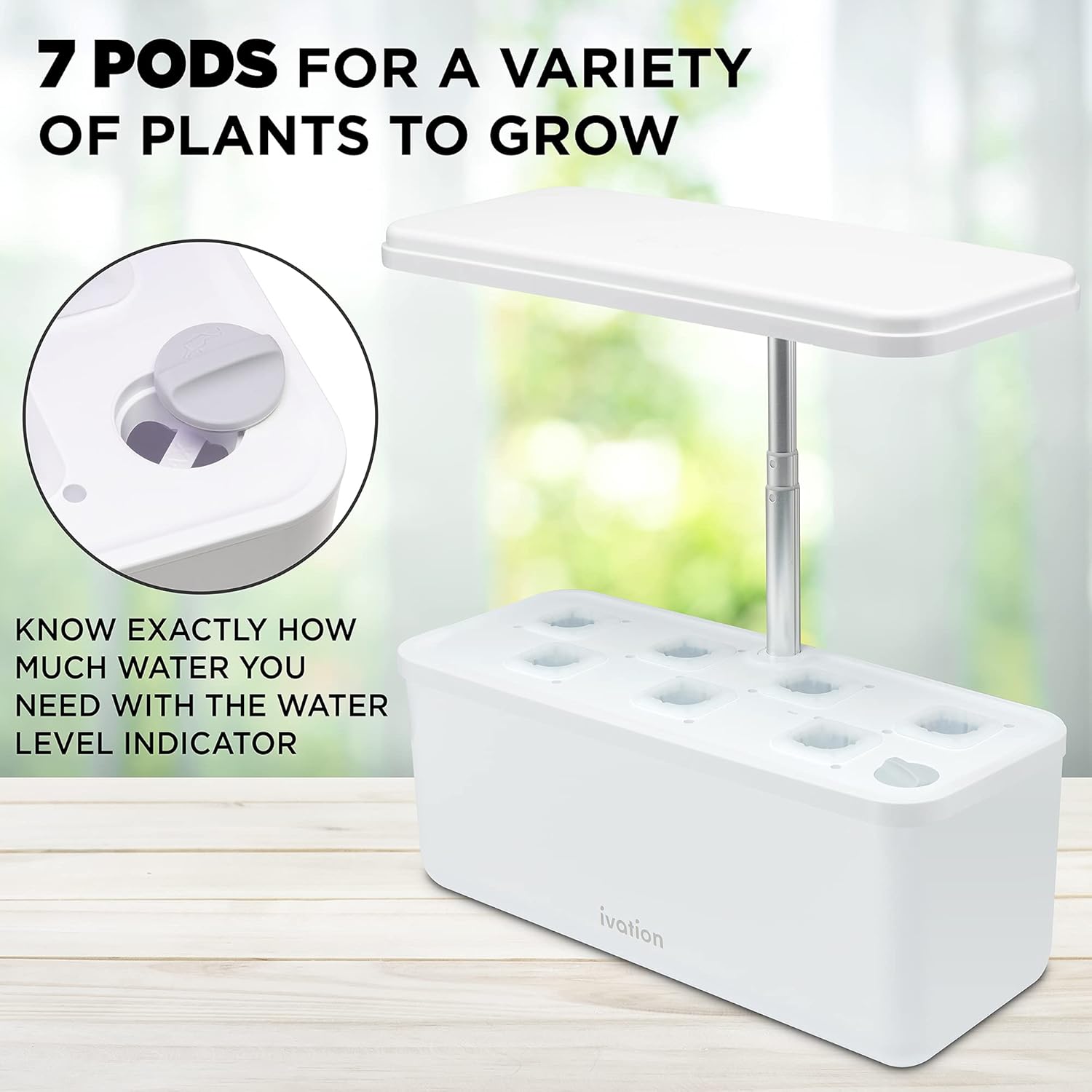 7-Pod Indoor Hydroponics Growing System Kit with LED Grow Light Y5638