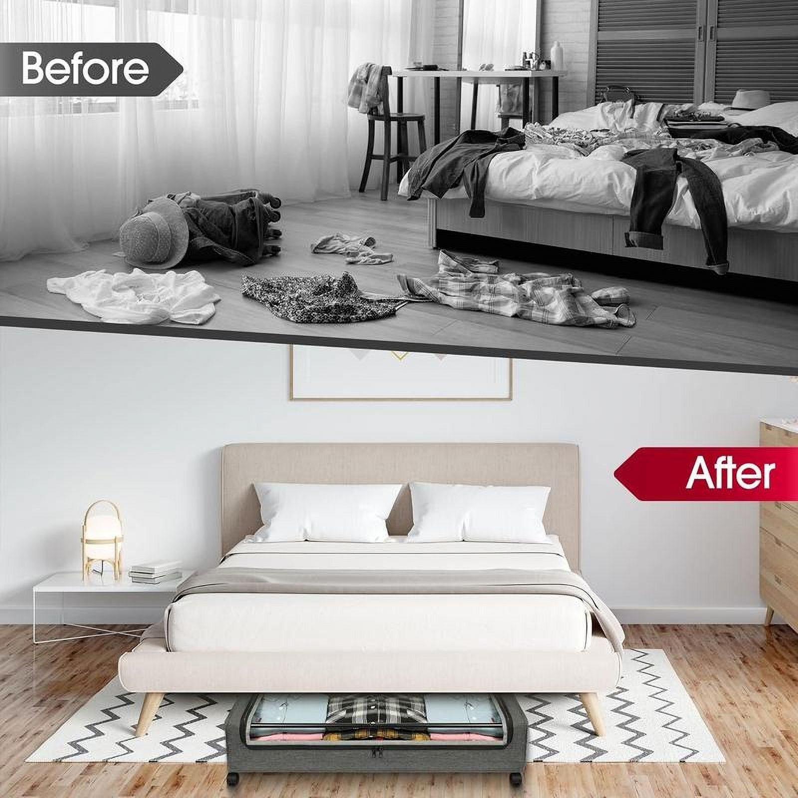 2-Pack Underbed Storage Boxes with Silent Wheels and Clear PVC Window Z3994