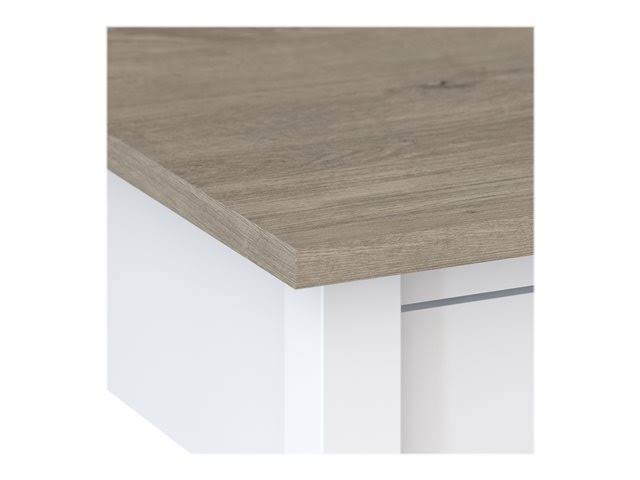 Shiplap Gray/Pure White Computer Desk with Shelves V787723