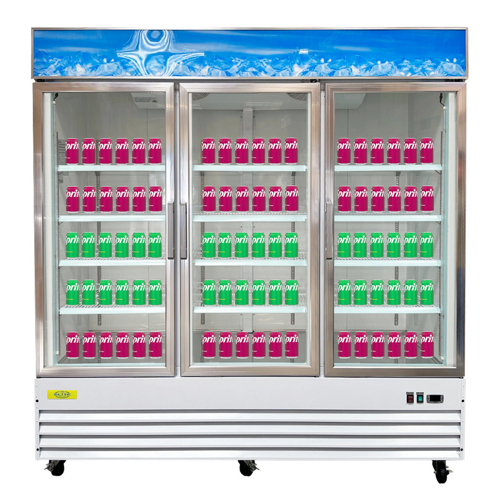 Three Glass Door Merchandiser Cooler Commercial Refrigerator, 53 Cu. ft. B312