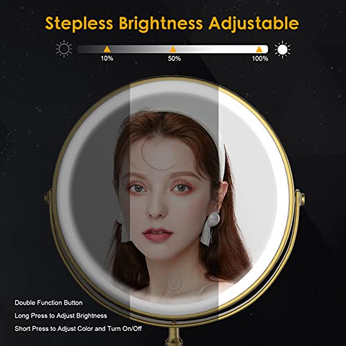 3000 mAh Rechargeable Double Sided Magnifying Vanity Mirror with 3 Colors Y2520