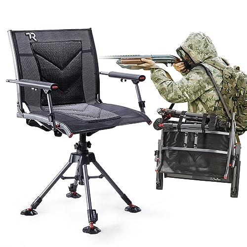 360 Degree Swivel Hunting Chair, 400 lbs Capacity, 4 Legs Height Adjustable, Padded Seat F75971