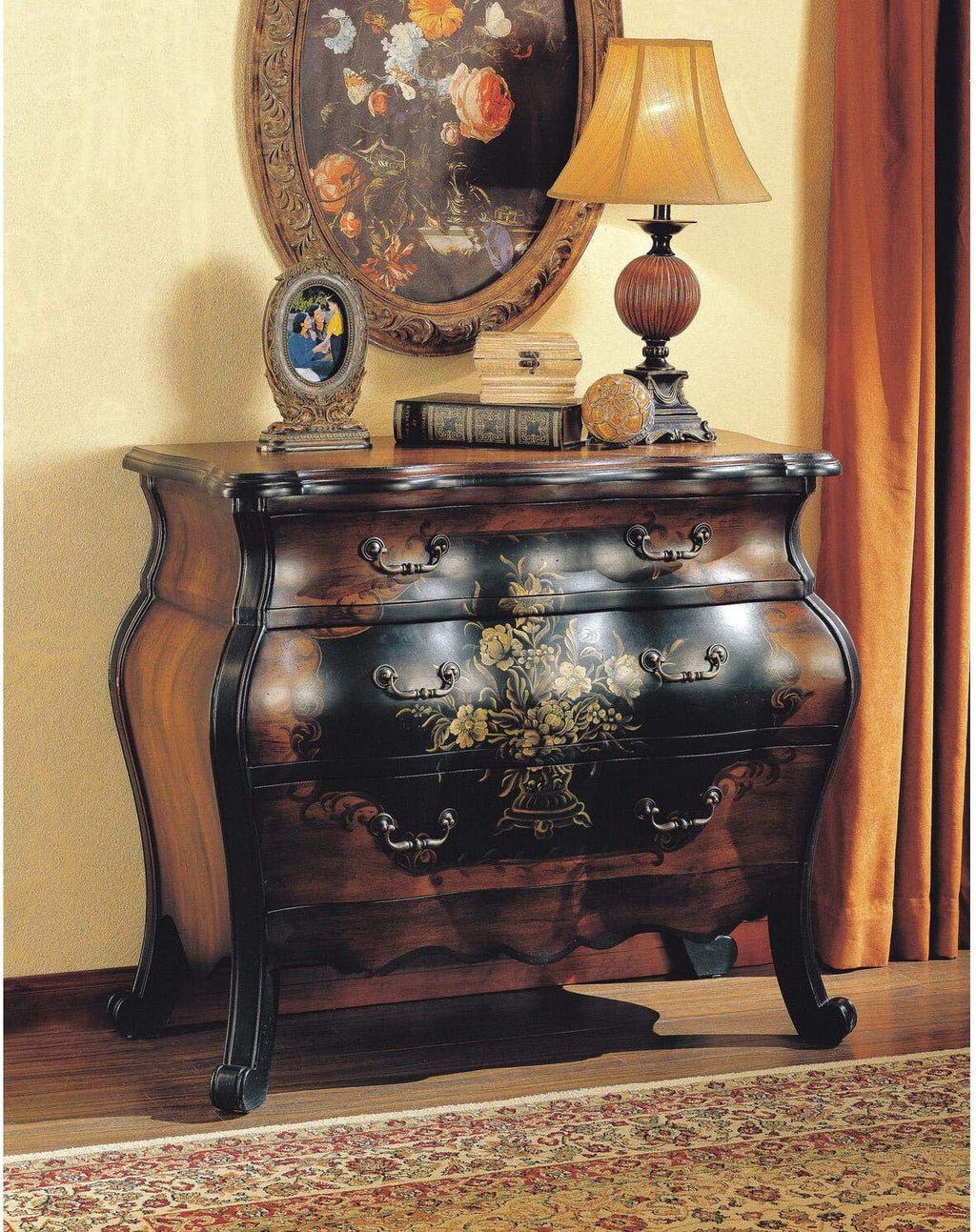 Antique Black and Oak 3 Drawers Chest K4773