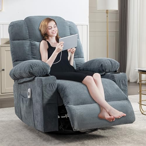 Brown Fabric Electric Recliner Chair with Lumbar Support and Cup Holders Q35470