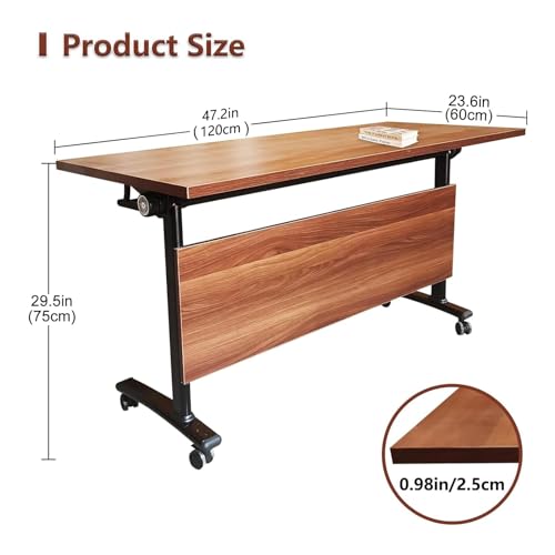 8FT White Folding Training Table with Wheels M693