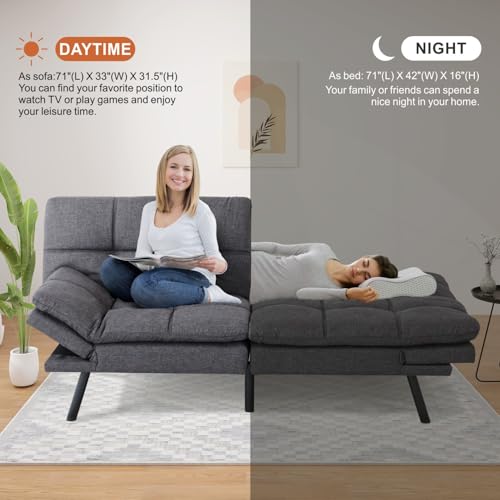Black Memory Foam Futon Sofa Bed X18486