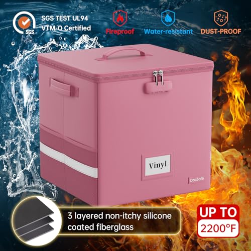 Fireproof Water Resistant Vinyl Record Storage Box with Lock X310