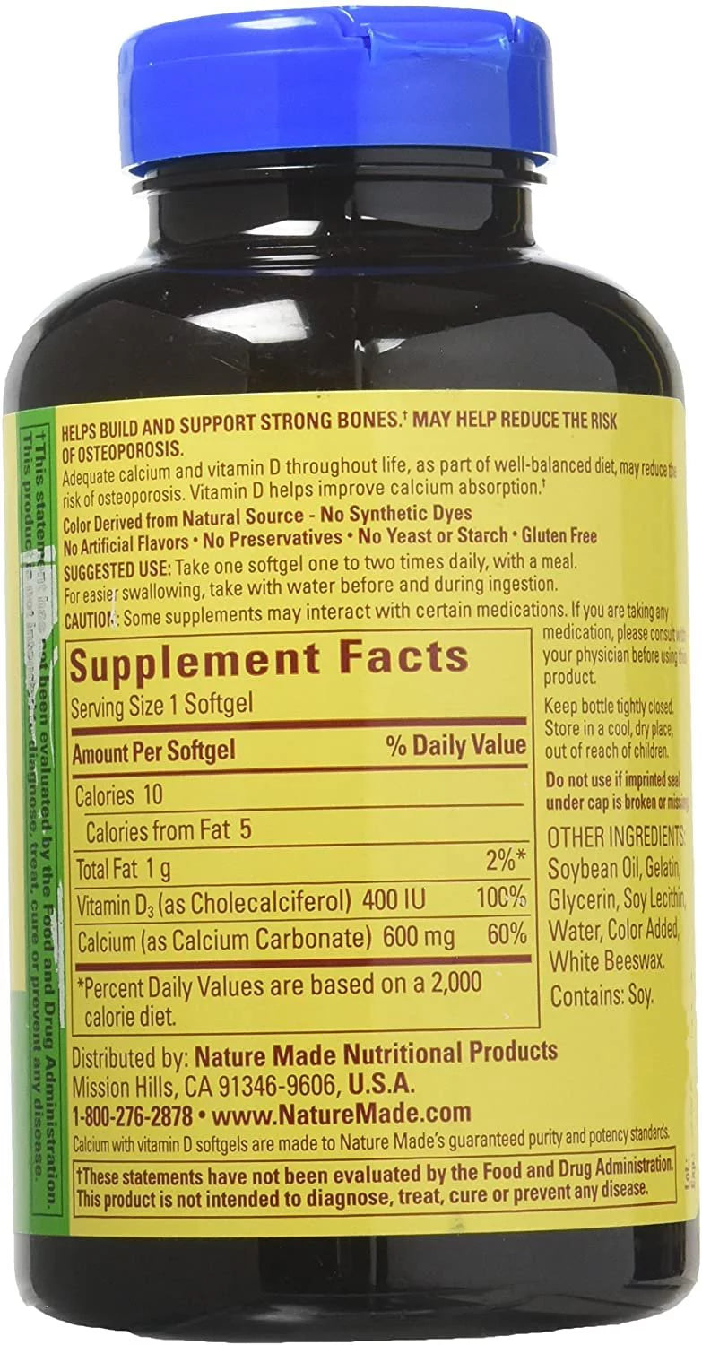 Calcium 600 mg With Vitamin D Liquid Softgels 100 Each - Pack of 4 B314278