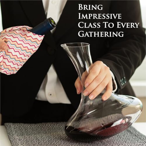 61 Ounce Wine Decanter with Aerator, Wine Carafe Set with 4 Glasses H722
