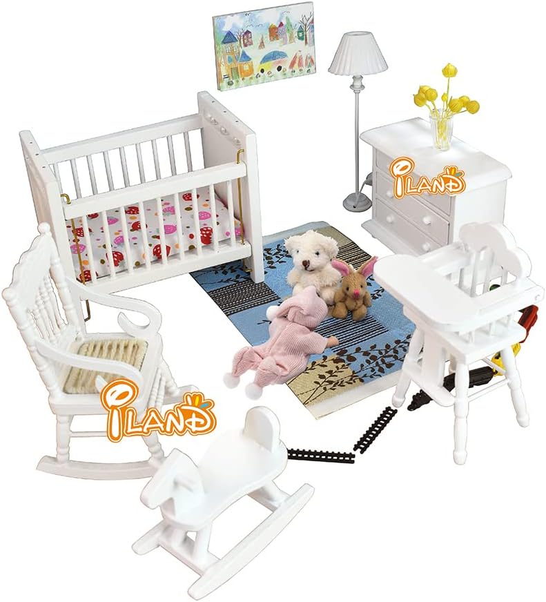 14pcs 1/12 Scale Dollhouse Furniture with Hobbyhorse and Rocking Chair O741025