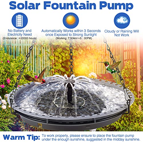 Solar Powered Bird Bath Fountain with 4 Water Spray T8718