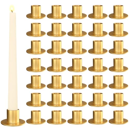 36 Pcs Gold Metal Taper Candle Holders D39541
