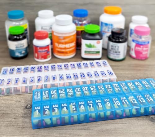 Blue 31 Day AM PM Pill Box Organizer Set K493