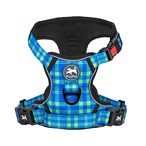 Purple No Pull Dog Harness with Reflective Adjustable Vest D7909