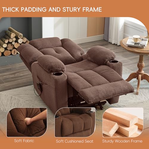 Brown Dual Motor Power Lift Recliner with Massage and Heat G71077