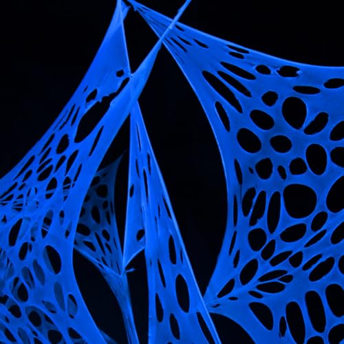 Blue Giant Outdoor Spider Web Decorations Set with 3 Blacklight (48FT x 4FT) I59909