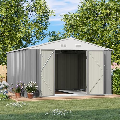 3 x 3 FT Grey Outdoor Storage Shed with Sloping Roof and Single Lockable Door O160391