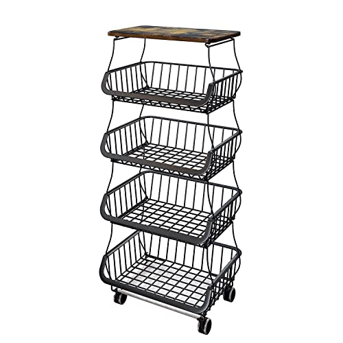 5 Tiers Metal Kitchen Storage Cart with Wheels G460965
