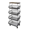 5 Tiers Metal Kitchen Storage Cart with Wheels G460965