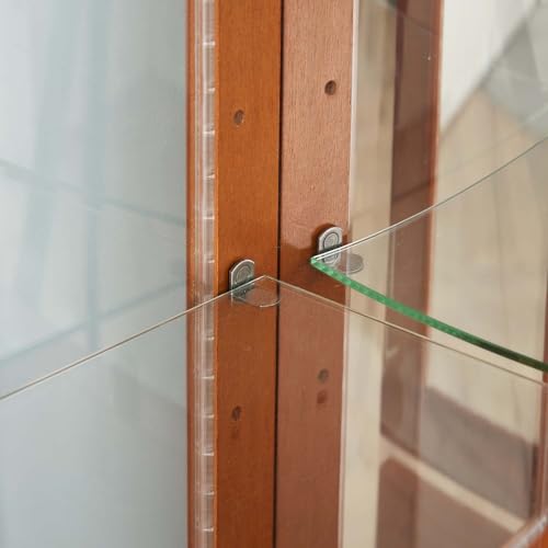 Cherry Wood Curio Cabinet with Tempered Glass Doors F35183