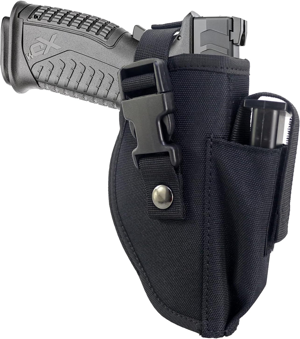 Black Tactical Belt Holster with Mag Pouch and Metal Clip V685