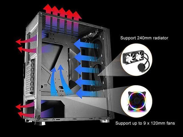 RGB Tempered Glass ATX Mid Tower Case X167