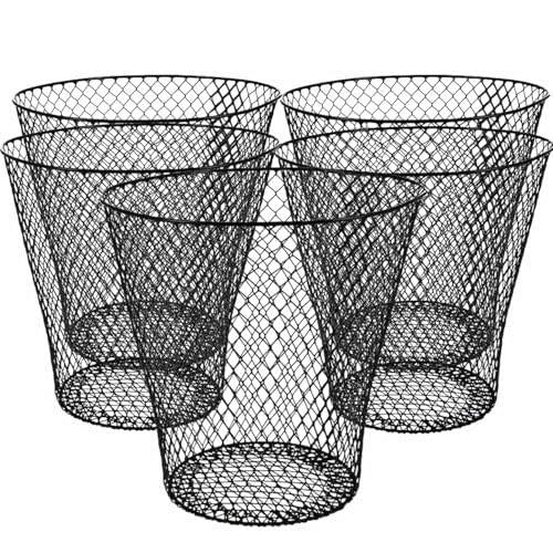 Wire Mesh Round Waste Basket 9 inch Black Z25286