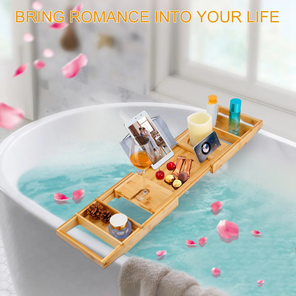 Extendable Bathtub Caddy Tray with Shelves V889