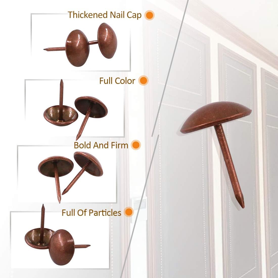 300Pcs 9/16'' Antique Upholstery Decorative Tacks Red Copper J727240
