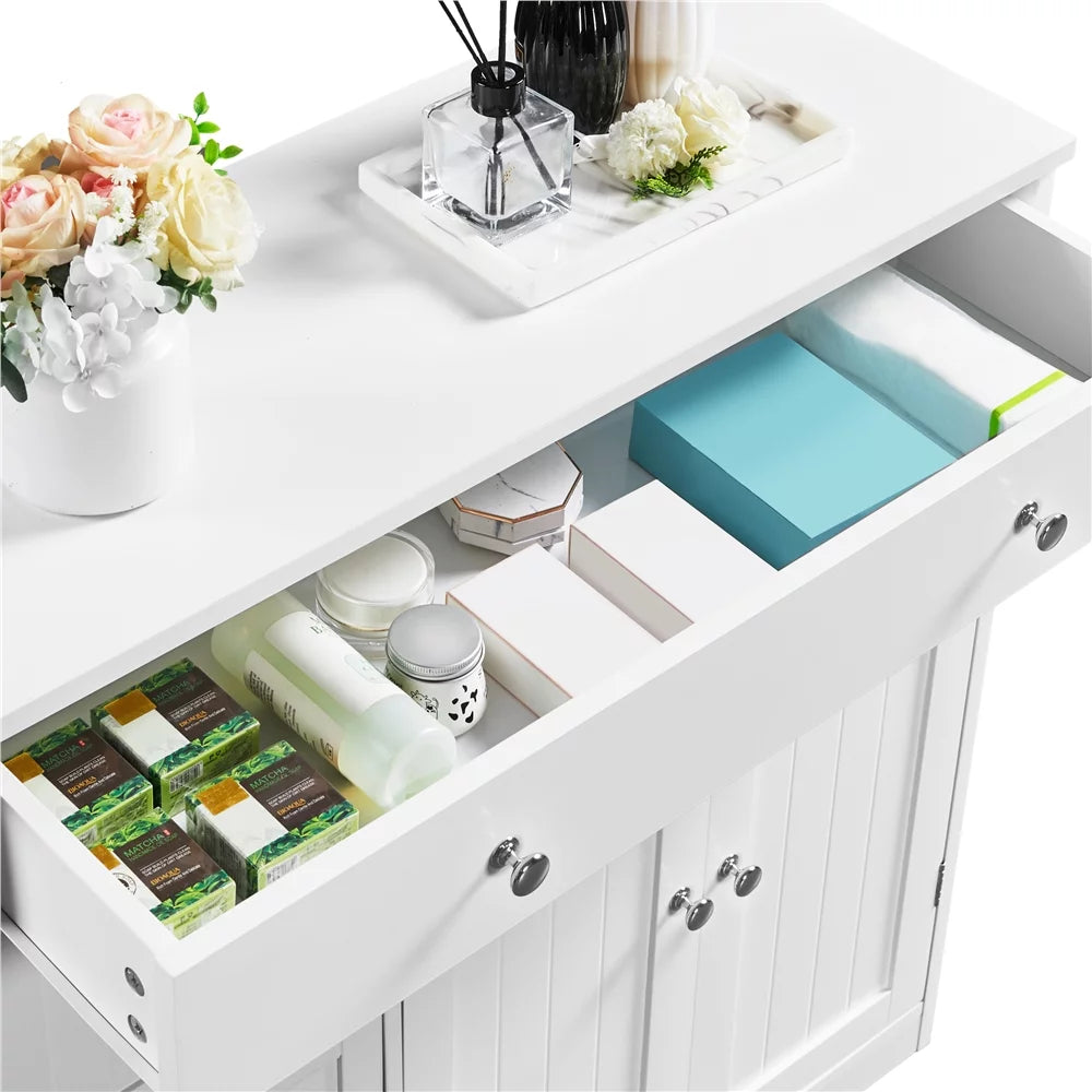 White 4 Drawer Floor Storage Cabinet with Adjustable Shelf E464