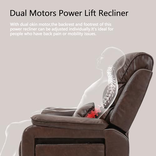 Power Lift Recliner with Massage and Heat, Dual Motor, 2 Remote Controls T7311