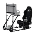 Black Seat TV VR Sim Racing Simulator Cockpit with Monitor Stand G9135