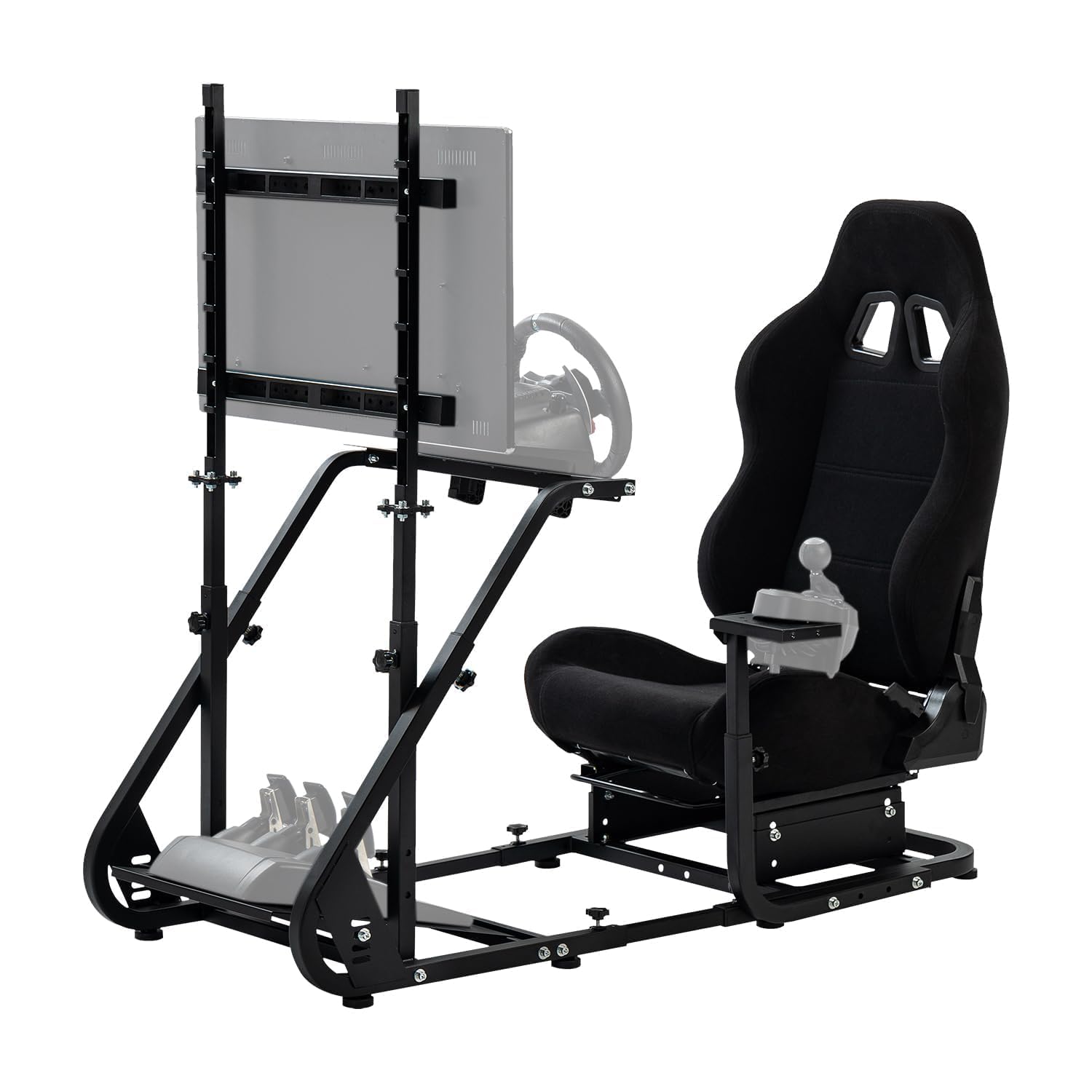 Black Seat TV VR Sim Racing Simulator Cockpit with Monitor Stand G9135