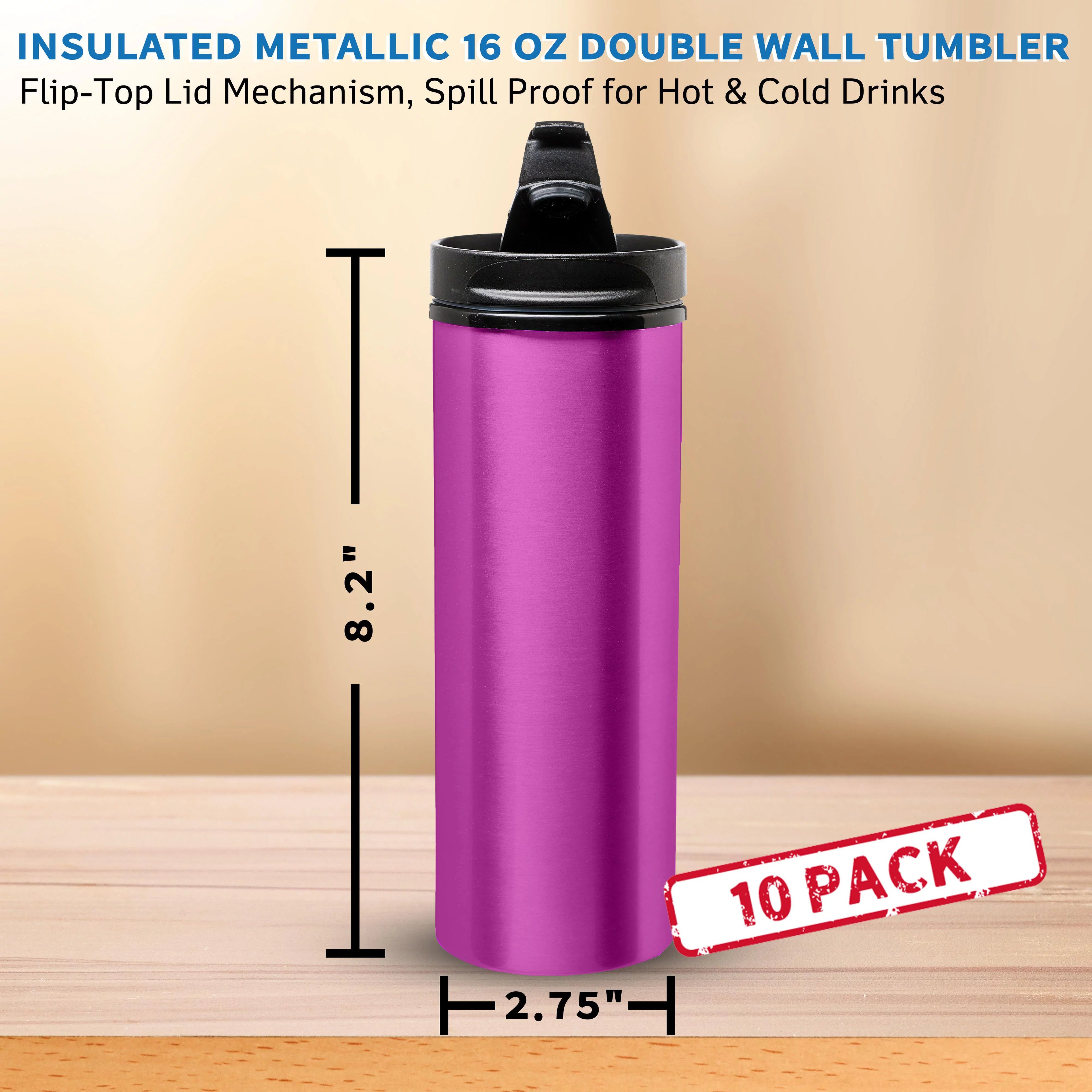 16 Oz Double Wall Tumbler Purple 10 Pack E8318