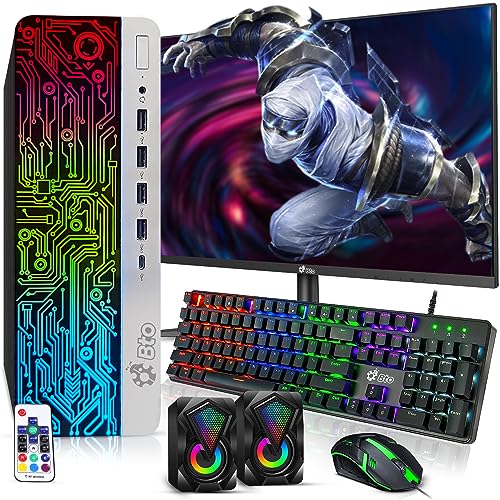 RGB Gaming Desktop PC Bundle - Intel Core i5 6th Gen, 16GB DDR4 Ram, 1TB SSD, NVIDIA GeForce GTX 1050 Ti 4GB, 24-inch Monitor, Windows 11 Pro (Renewed) I93730