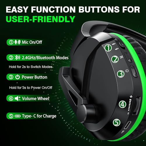 Wireless Gaming Headset with Noise Canceling Microphone, 50H Battery U41562