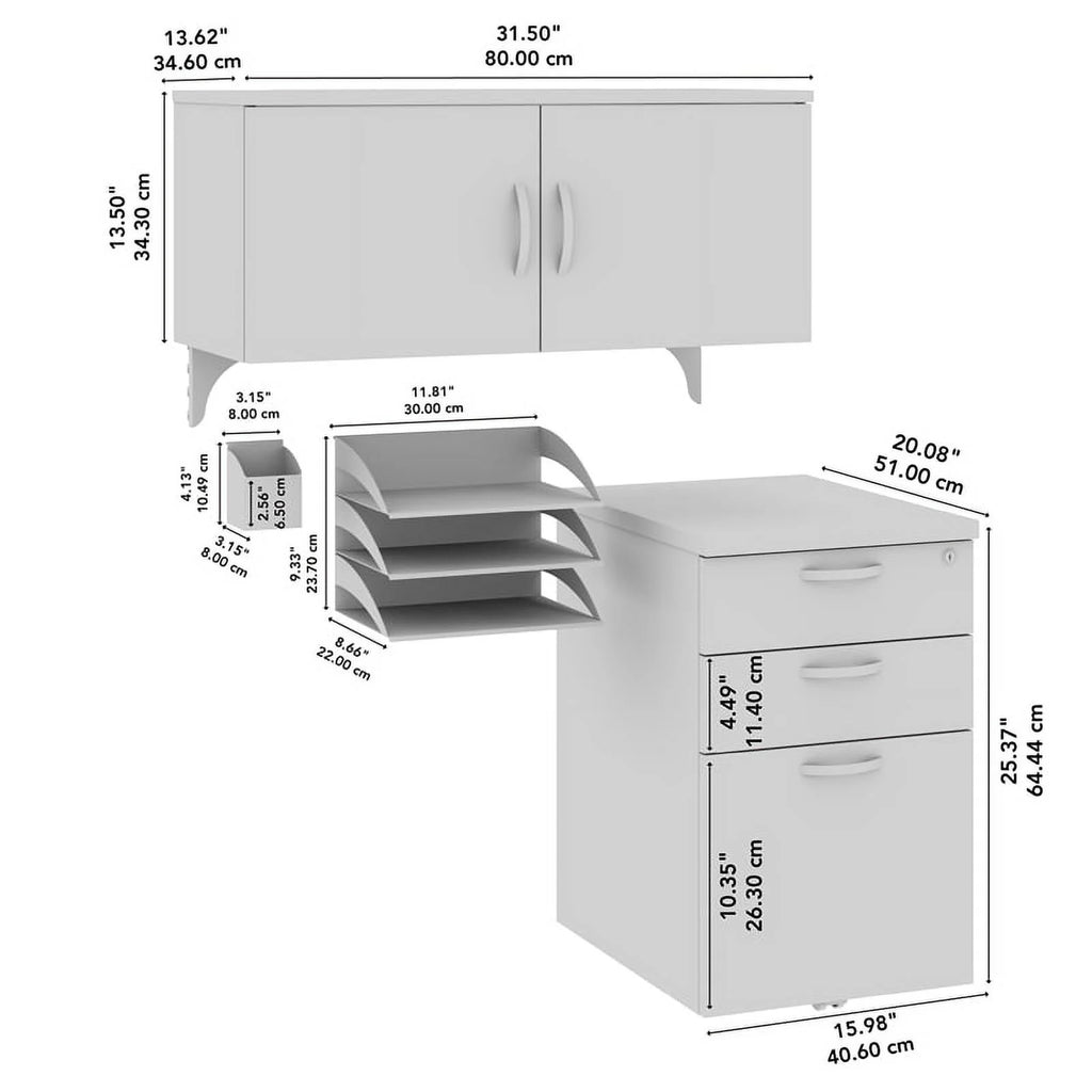 Pure White Engineered Wood Cubicle Storage Set N9421